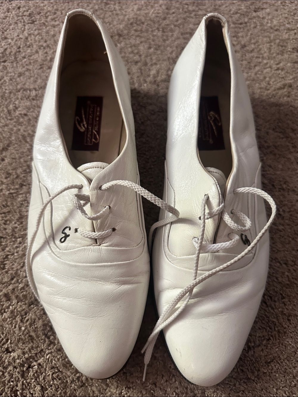 VTG Giorgio Brutini White Leather Lace-Up Shoes